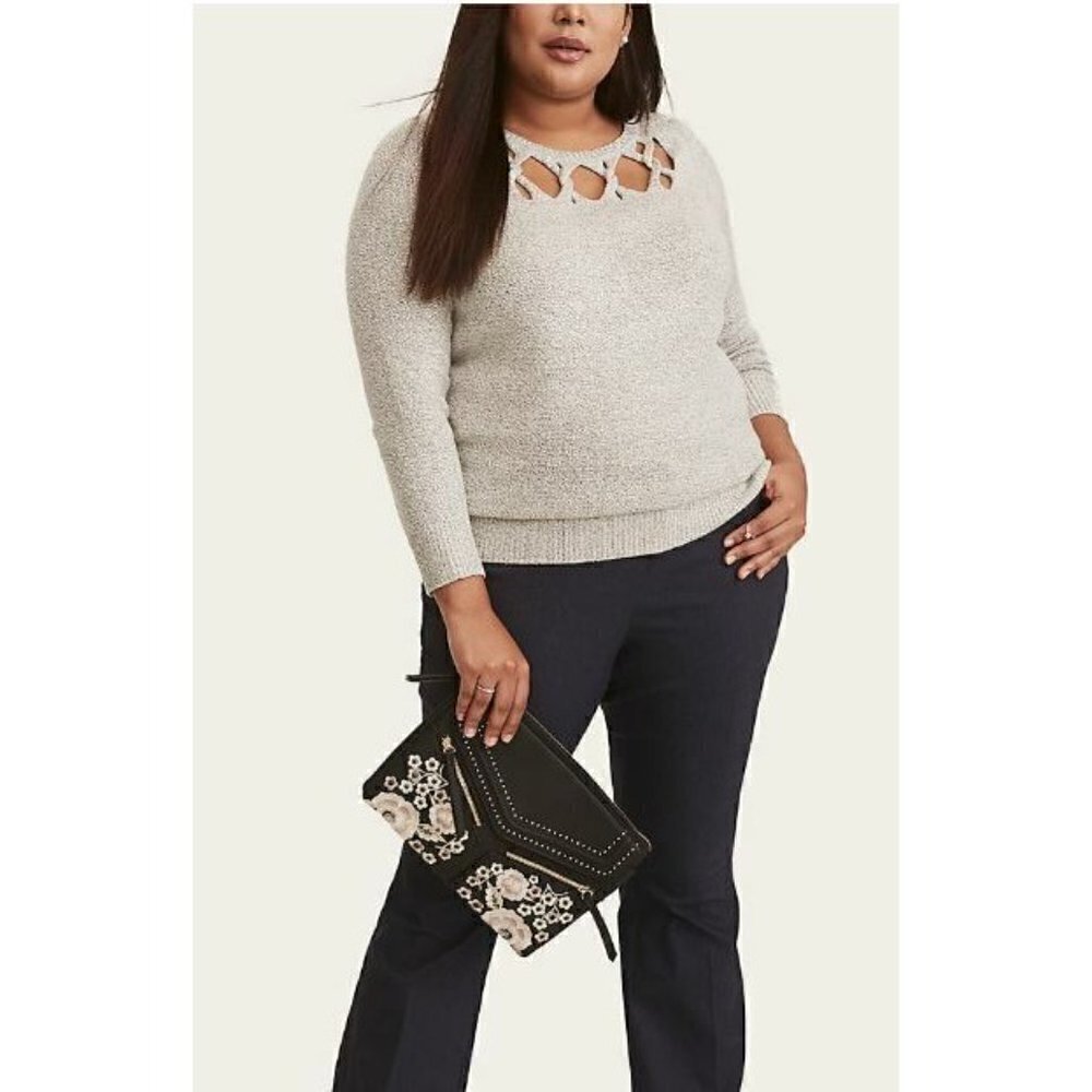 Torrid 00 Womens Size 10 Gray Slash Yoke Pullover Knit Sweater Boho